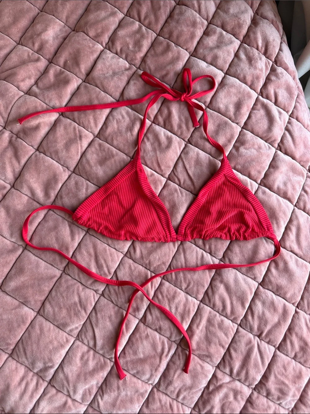 Frankies Bikinis—Red Triangle Bikini Top